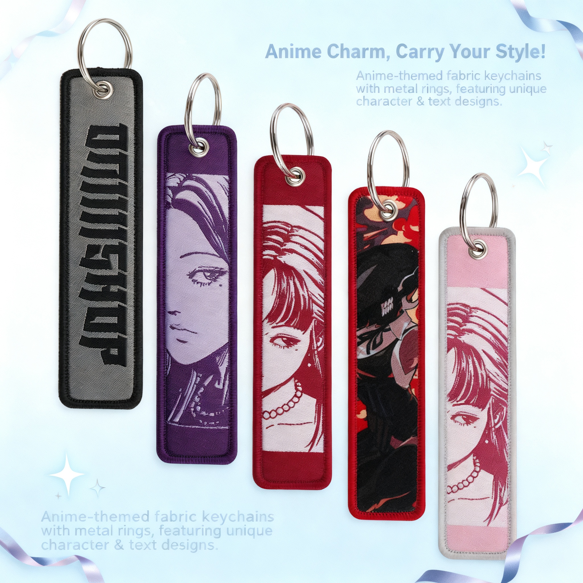 Anime Cosplay Face - Anime Girls Embroidery Key Fobs Cool
