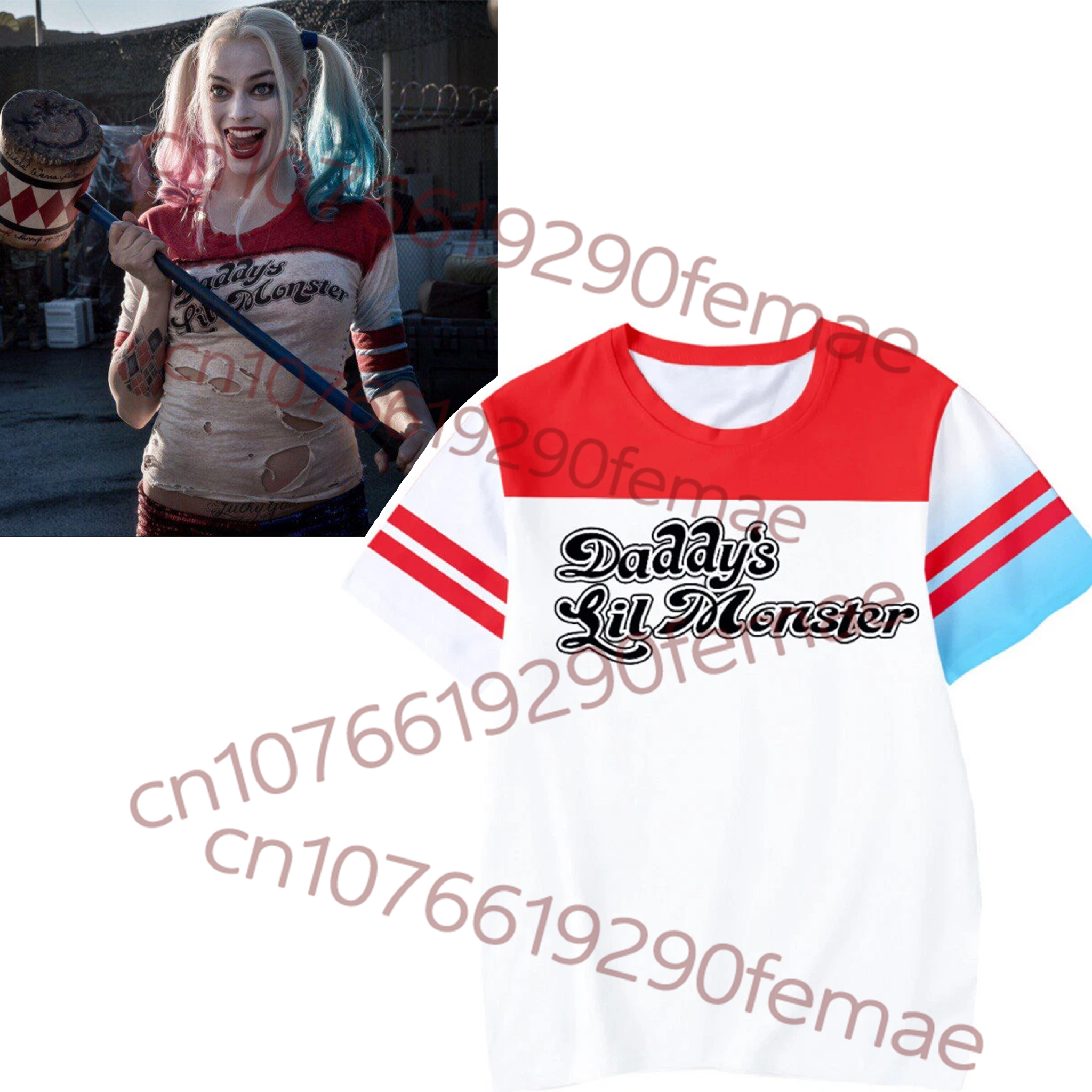 Anime Harley Quinn Cosplay - New Kids Short Sleeve: Suicide Squad