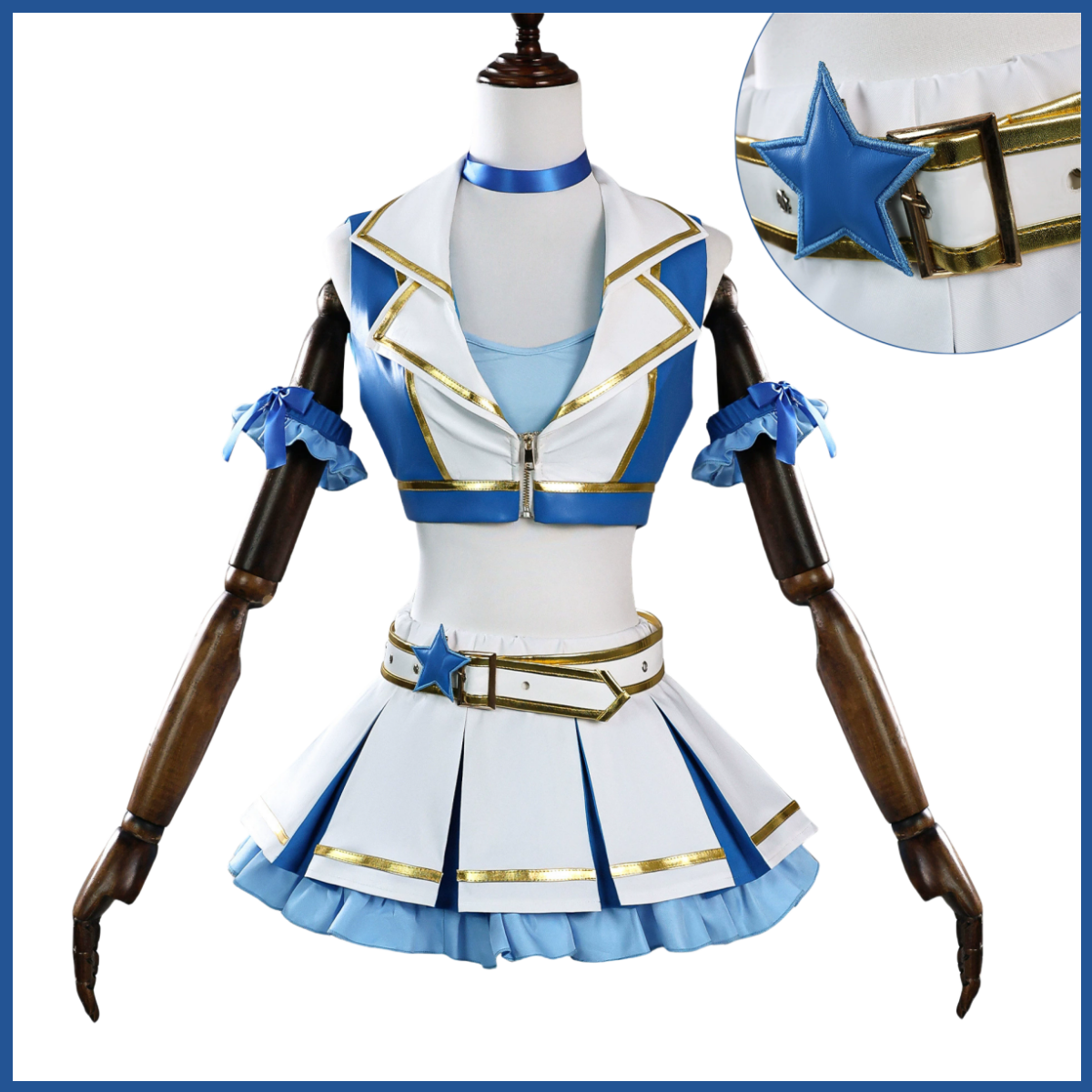 Blue White PU Coat Skirt Wig W - Re Zero Rem Wig ulasan dan harga