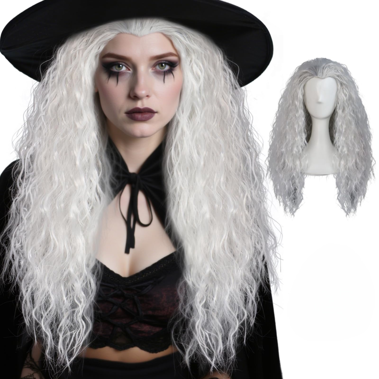 Fluffy white witch corn perm l - Anime Cosplay Face ulasan dan harga