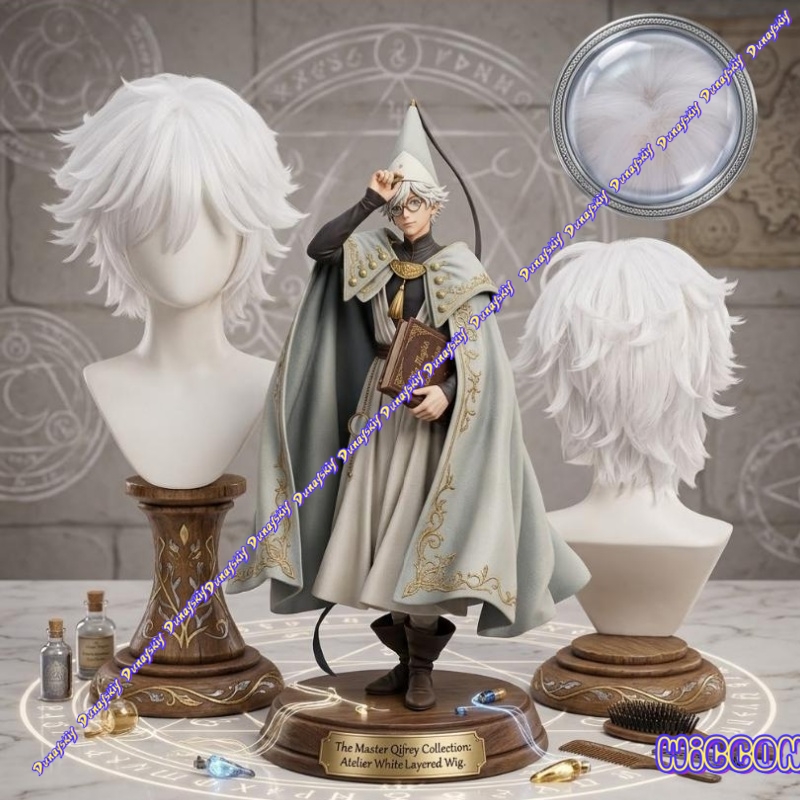 Qifrey Cosplay Wig Short White - Cosplay Anime White Hair ulasan dan harga