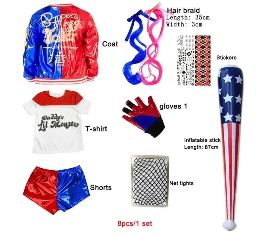 Kids Girls Harley Costumes Cos - Anime Harley Quinn Cosplay ulasan dan harga