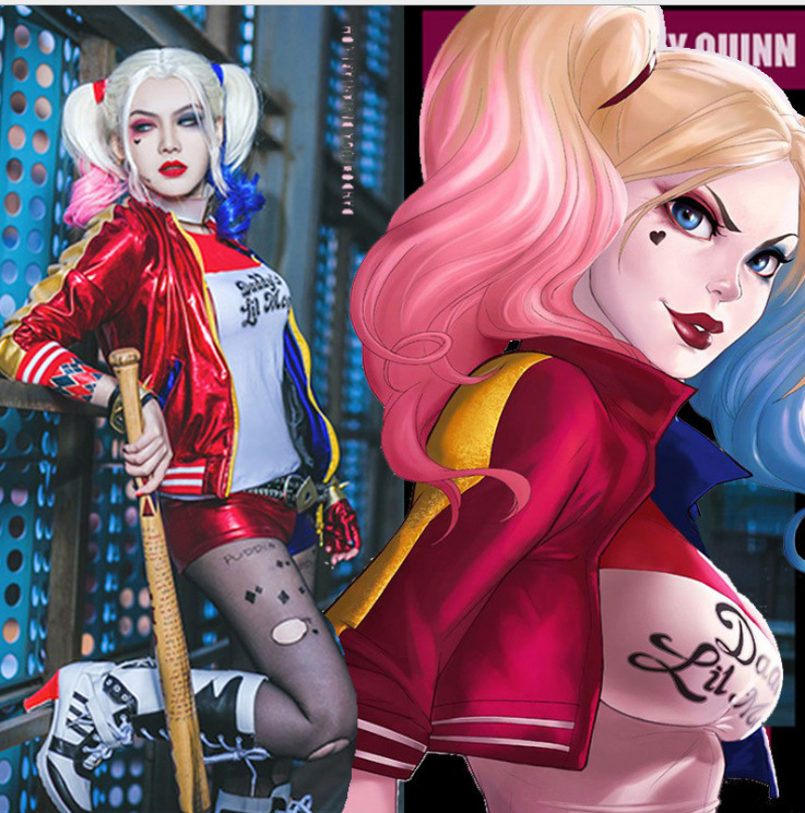 Halloween Suicide Squad Costum - Anime Harley Quinn Cosplay ulasan dan harga
