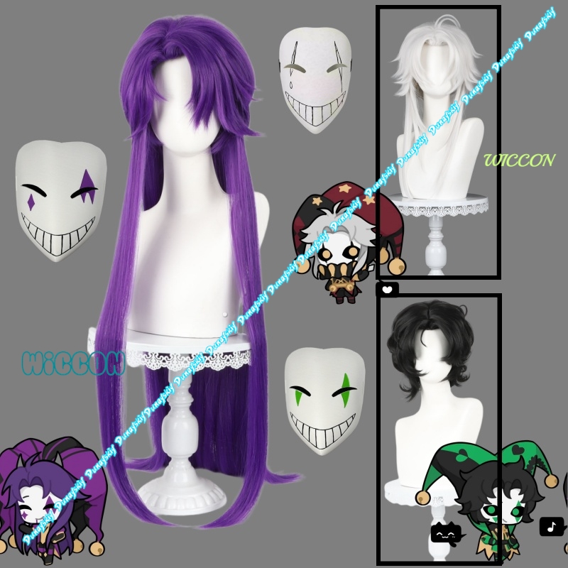 Men's Pierrot Jester Harlequin - Cosplay Anime White Hair ulasan dan harga