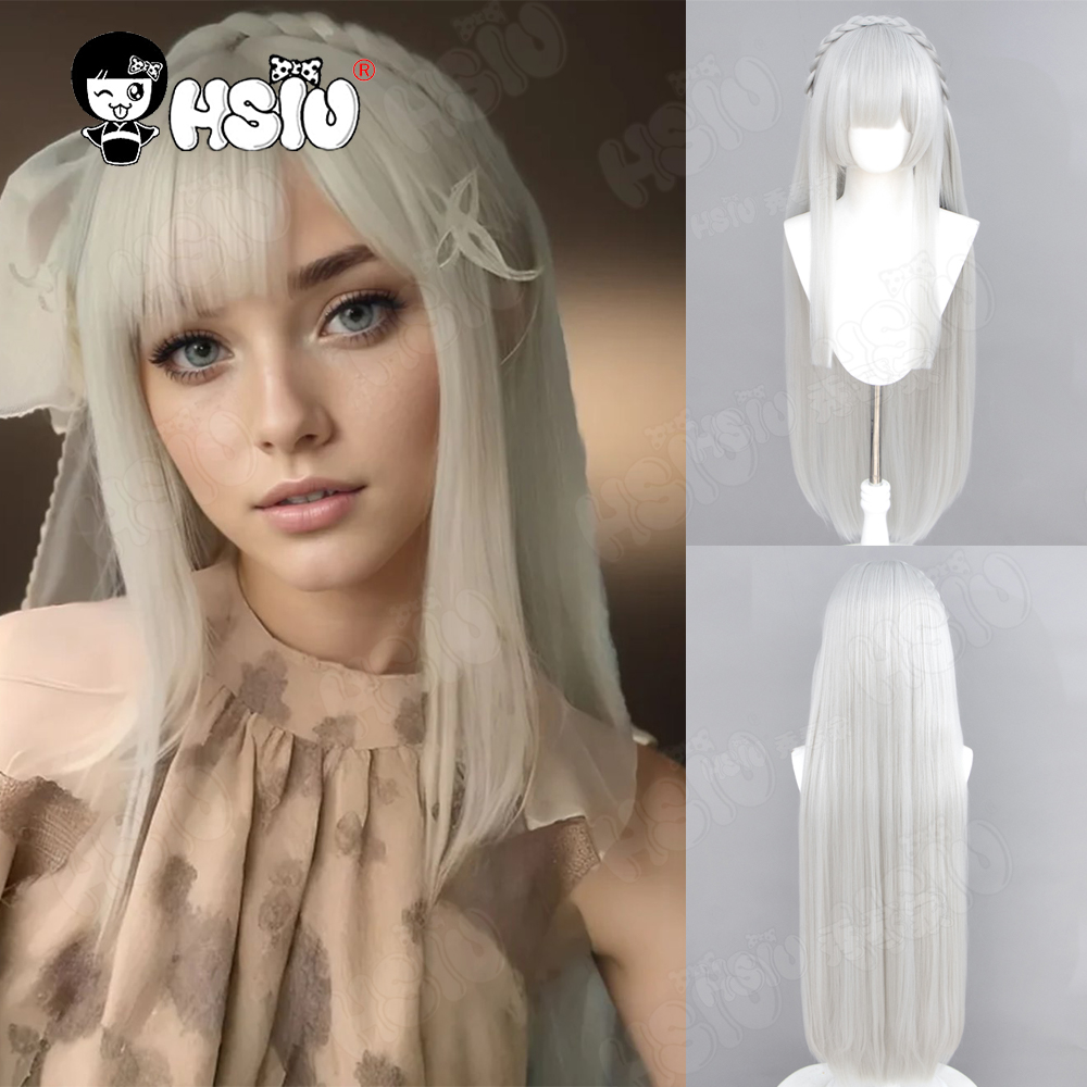 Emilia Cosplay Wig Fiber synth - Re Zero Rem Wig ulasan dan harga