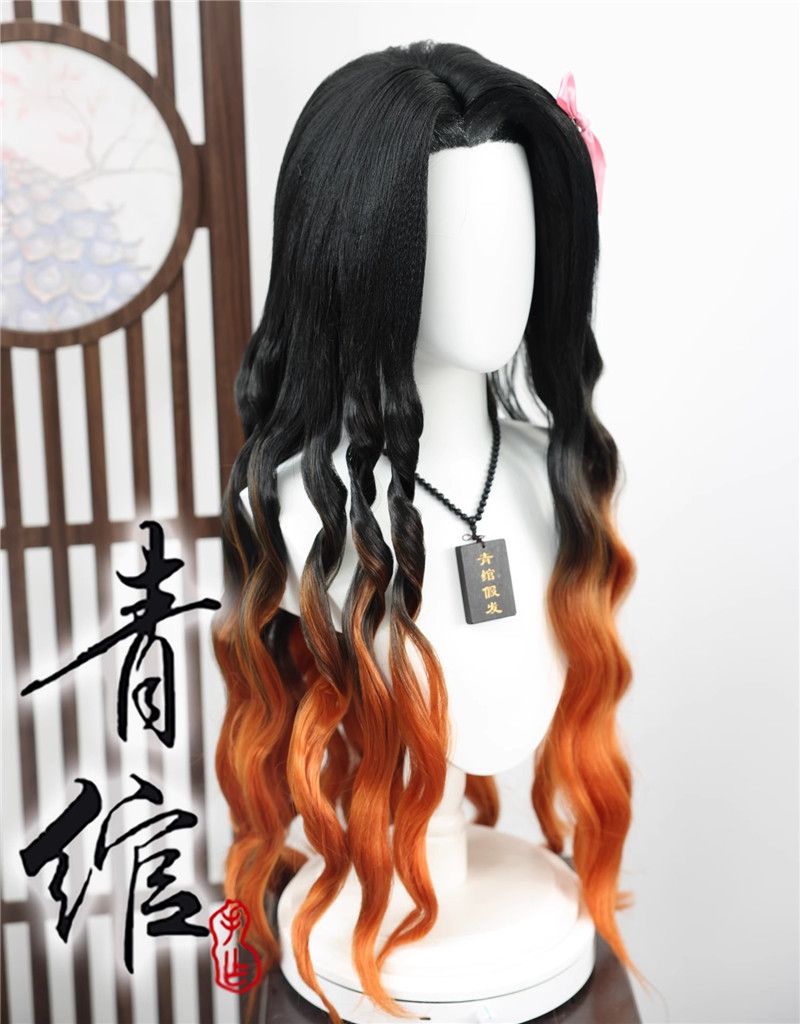 Styled Kamado Nezuko Cos Wigs  - Anime Cosplay Nezuko ulasan dan harga