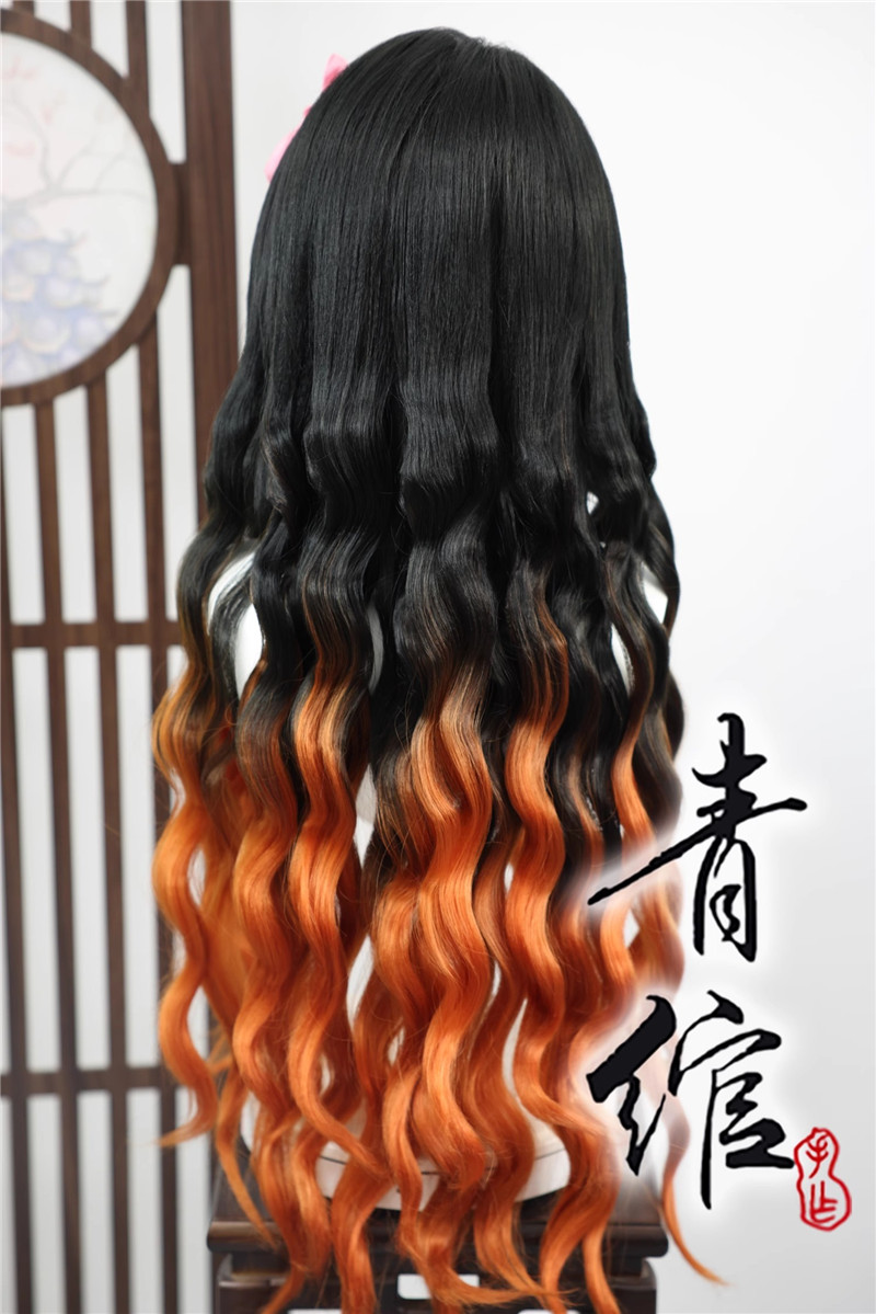 Styled Kamado Nezuko Cos Wigs  - Anime Cosplay Nezuko ulasan dan harga