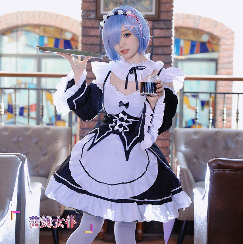 Anime Ram Rem Lolita Meid Cosp - Re Zero Rem Wig ulasan dan harga