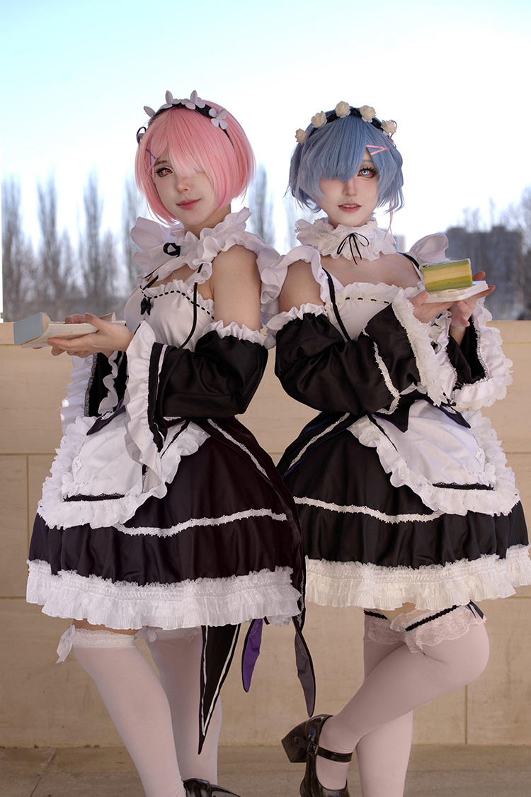 Anime Ram Rem Lolita Meid Cosp - Re Zero Rem Wig ulasan dan harga