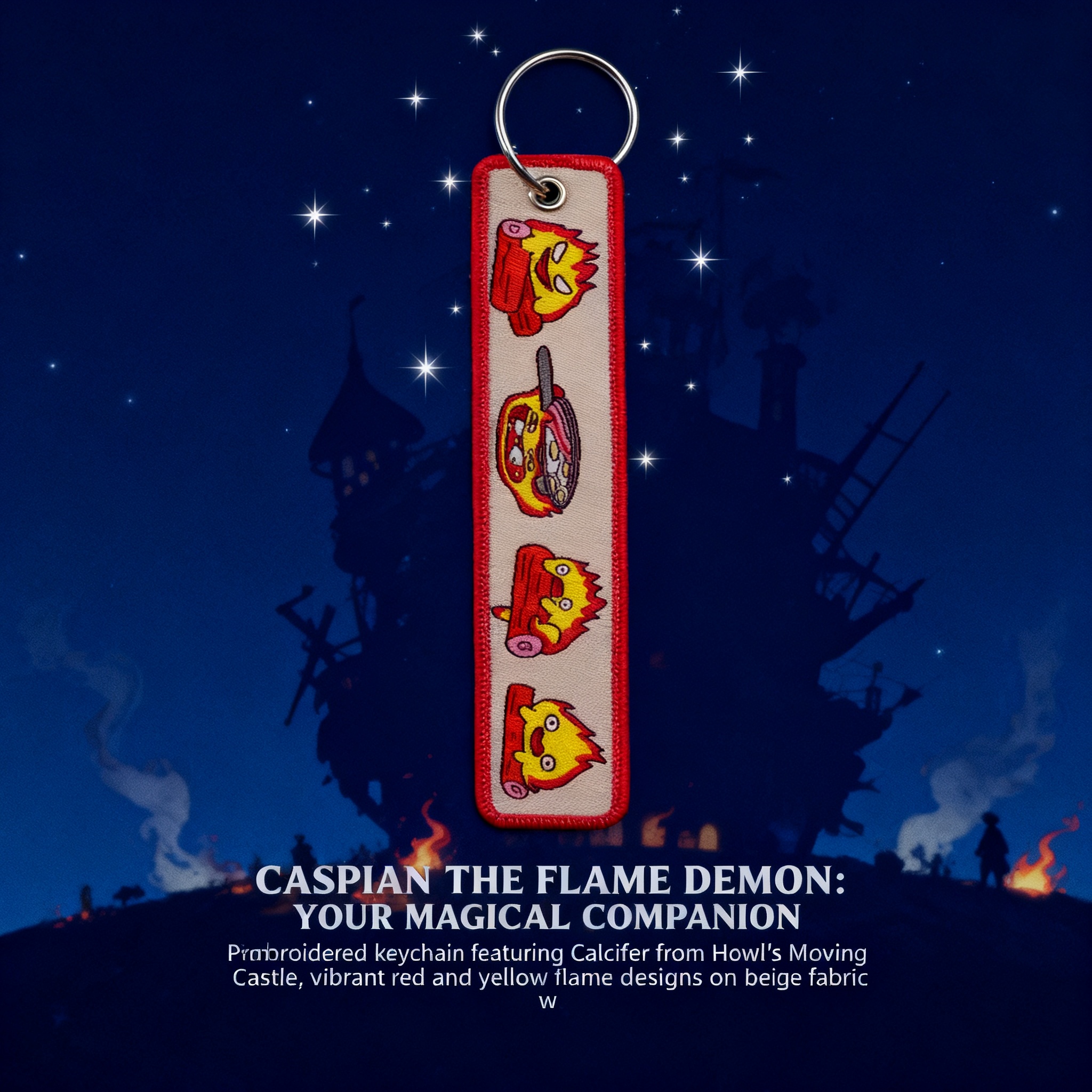 Anime Fire Embroidery Key Fobs - Anime Cosplay Face ulasan dan harga