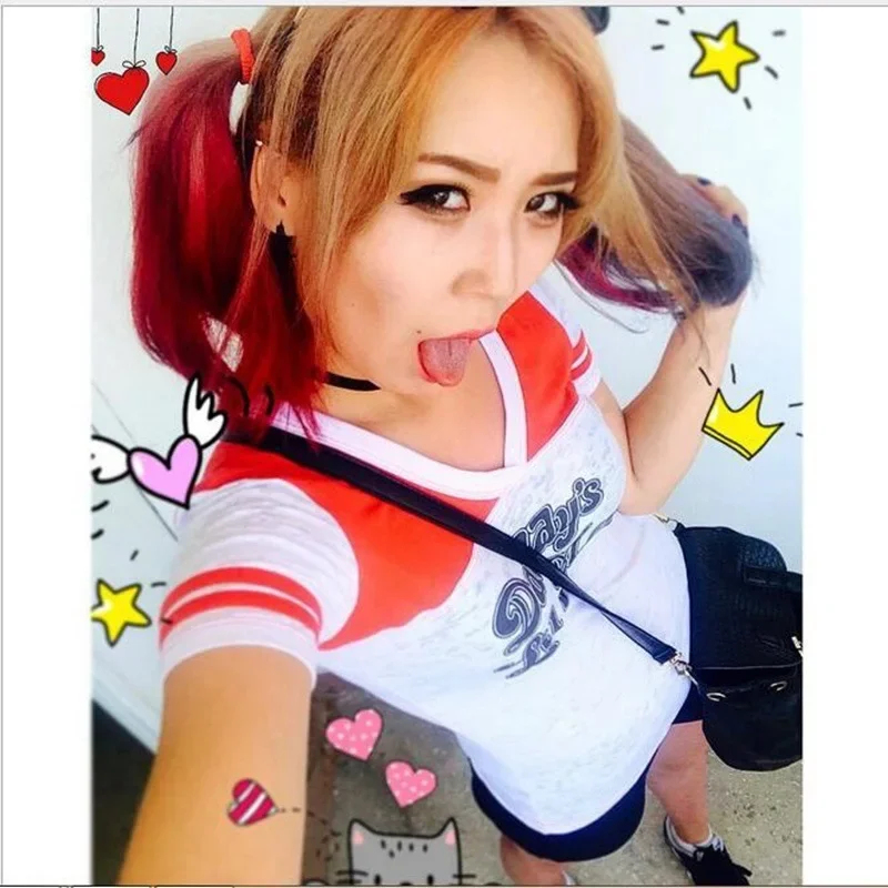 ☆SunlCos Anime Harley Tops Sho - Anime Harley Quinn Cosplay ulasan dan harga